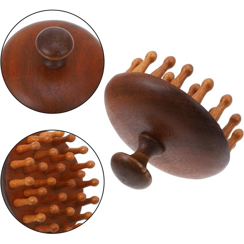 Dual-Sided Scalp Massager Guasha Comb Sandalwood Build