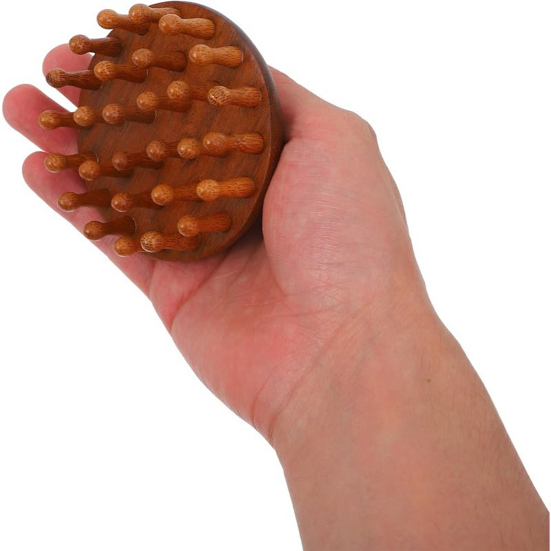 Dual-Sided Scalp Massager Guasha Comb Sandalwood Build