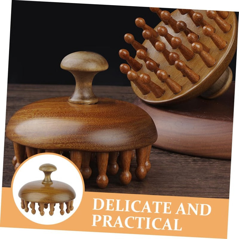 Dual-Sided Scalp Massager Guasha Comb Sandalwood Build