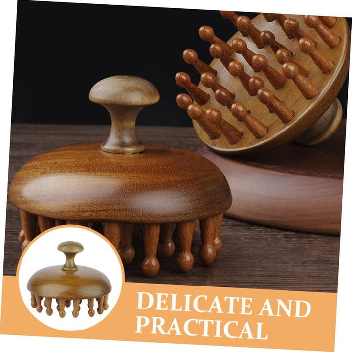 Dual-Sided Scalp Massager Guasha Comb Sandalwood Build