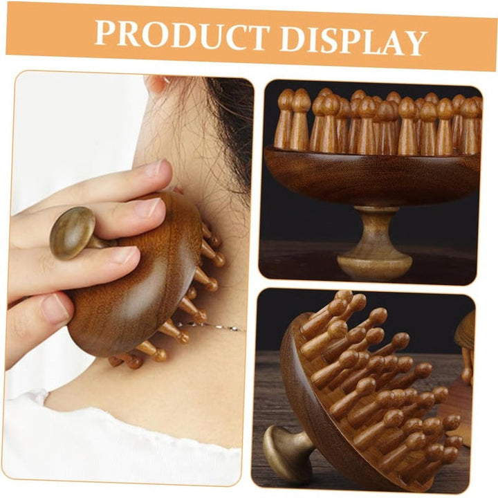 Dual-Sided Scalp Massager Guasha Comb Sandalwood Build
