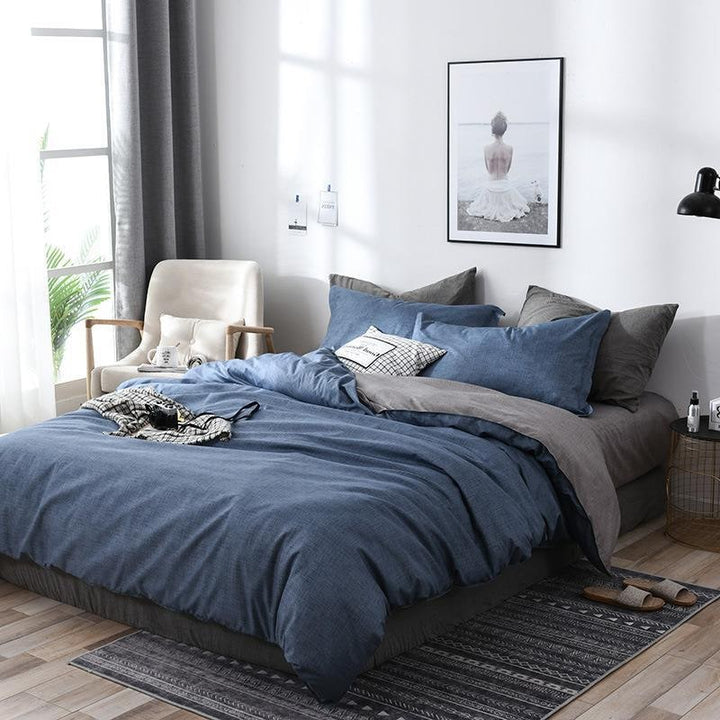 Duvet Cover Set Brushed Microfiber 4pcs | Reversible, Queen &amp; King Sizes | Envelope Closure Pillowcases, Machine Washable