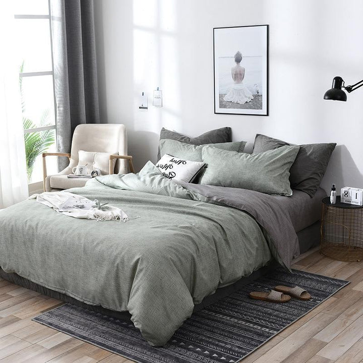 Duvet Cover Set Brushed Microfiber 4pcs | Reversible, Queen &amp; King Sizes | Envelope Closure Pillowcases, Machine Washable