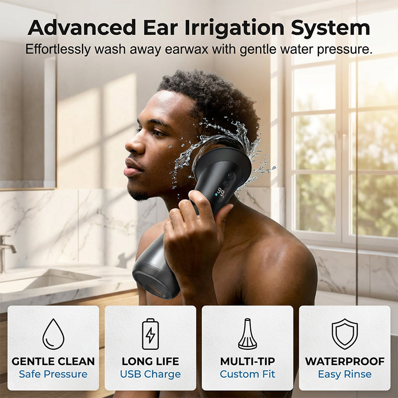 Ear Wax Removal Irrigator | Dual-Tank System with Adjustable Nozzles | Rechargeable USB-C Battery for Travel-Ready Hygiene