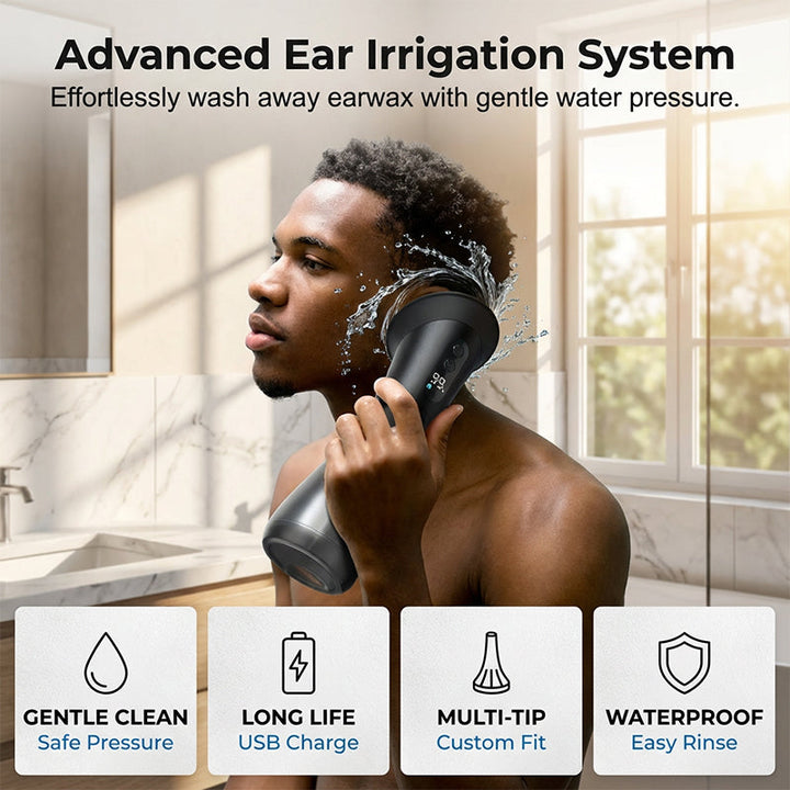 Ear Wax Removal Irrigator | Dual-Tank System with Adjustable Nozzles | Rechargeable USB-C Battery for Travel-Ready Hygiene