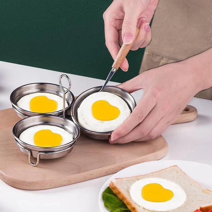 Egg Cooker Stainless Steel Poaching Stovetop with Heart Shaped Mould