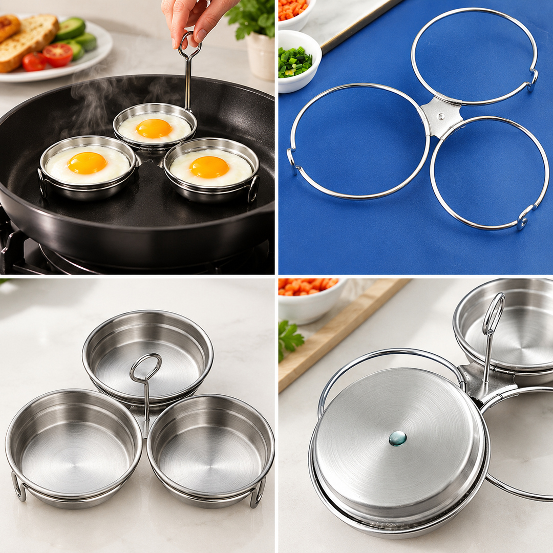 Egg Cooker Stainless Steel Poaching Stovetop with Heart Shaped Mould
