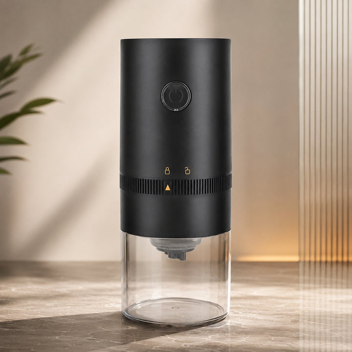 Electric Coffee Grinder USB Rechargeable | Adjustable Grind Setting for Espresso to French Press | Compact Transparent Container