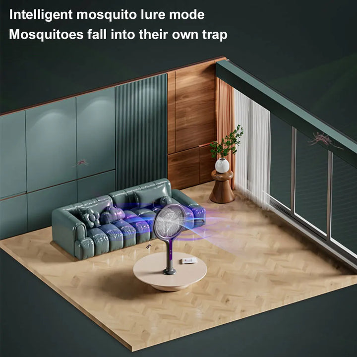 Electric Fly Swatter Rechargeable Retractable USB-C with Rotating Head