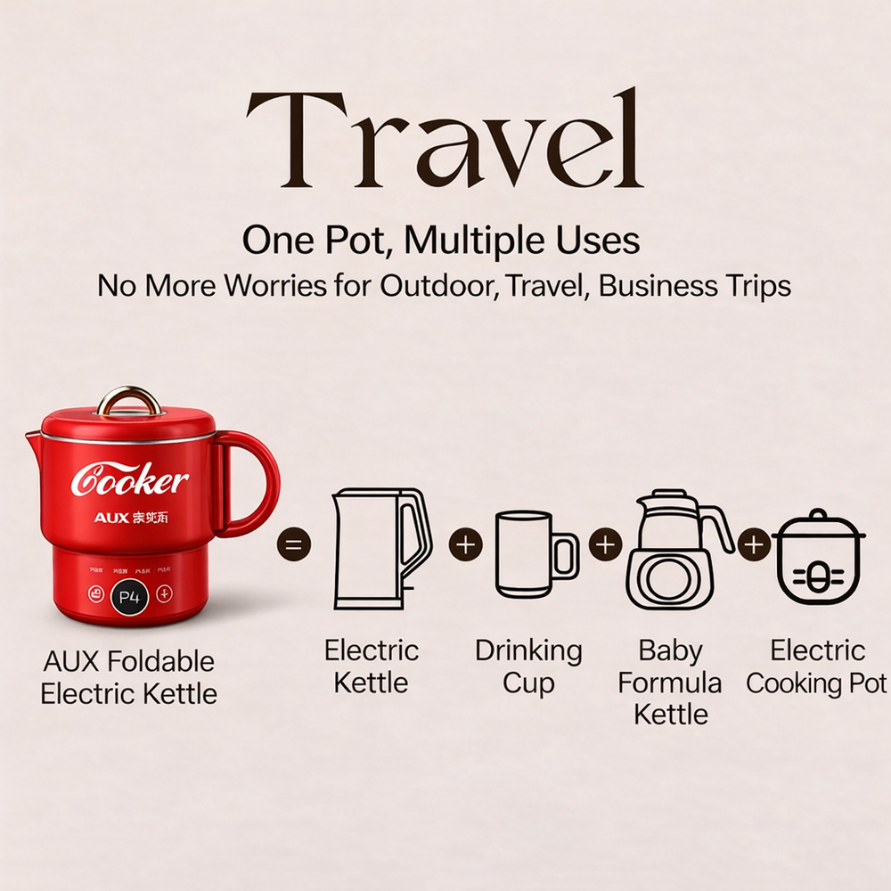 Electric Foldable Travel Kettle | Mini Multi Cooker Mug