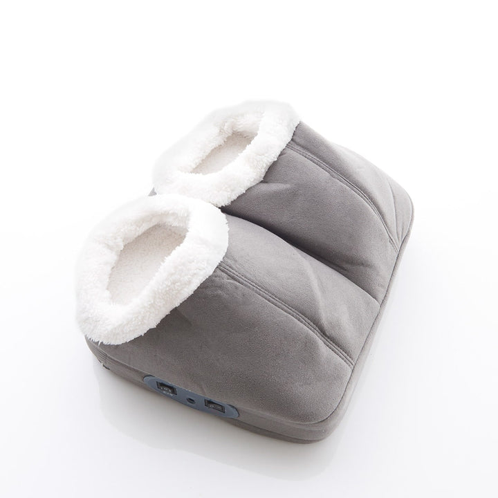 Electric Foot Massager, Faux-Suede &amp; Fleece-Lined | Tan or Gray | Heated &amp; Vibrating, Non-Slip Base, Fits UK Size 14