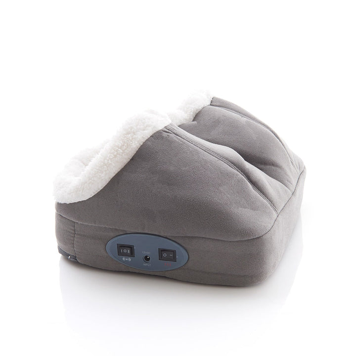 Electric Foot Massager, Faux-Suede &amp; Fleece-Lined | Tan or Gray | Heated &amp; Vibrating, Non-Slip Base, Fits UK Size 14