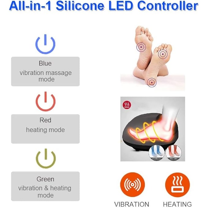 Electric Foot Massager Pouch with Heat and Vibration | Plush Fleece Warmer | USB Powered, Portable for Home, Office and Travel