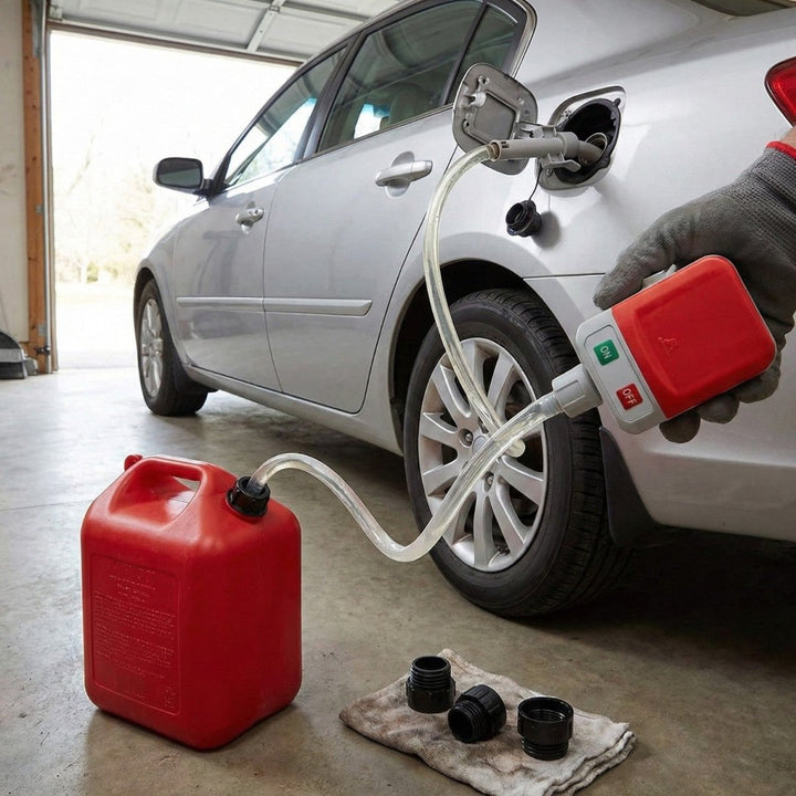 Electric Fuel Transfer Pump | Self-Priming Motor &amp; 3 Conversion Joints | Battery-Powered for Fast, Spill-Free Transfers