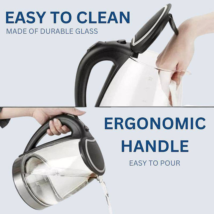 Electric Glass Kettle Stainless Steel | 1500W Rapid Boil with LED Illumination | Cordless Base, BPA-Free 1.8L Capacity