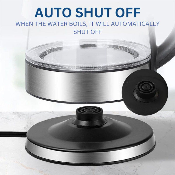 Electric Glass Kettle Stainless Steel | 1500W Rapid Boil with LED Illumination | Cordless Base, BPA-Free 1.8L Capacity