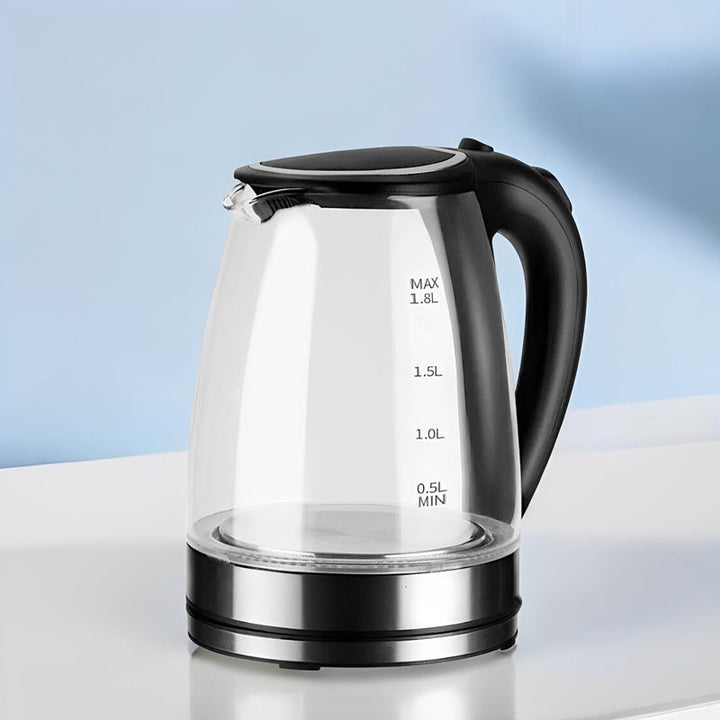 Electric Glass Kettle Stainless Steel | 1500W Rapid Boil with LED Illumination | Cordless Base, BPA-Free 1.8L Capacity