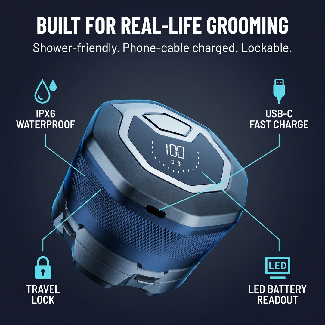 Electric Head Shaver for Men | Six Floating Rotary Heads for One-Pass Scalp Shaving | IPX6 Waterproof, USB-C Fast Charge