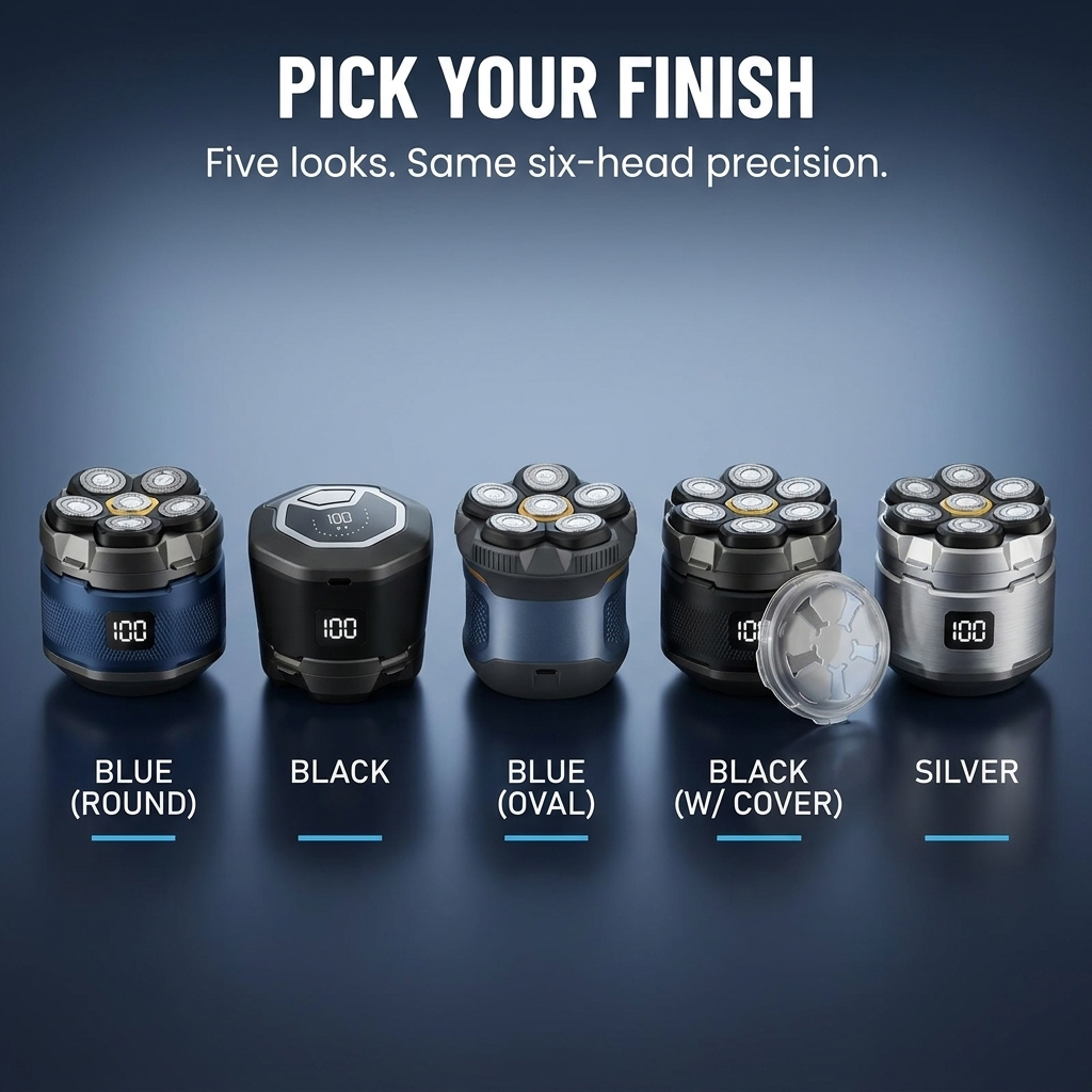 Electric Head Shaver for Men | Six Floating Rotary Heads for One-Pass Scalp Shaving | IPX6 Waterproof, USB-C Fast Charge