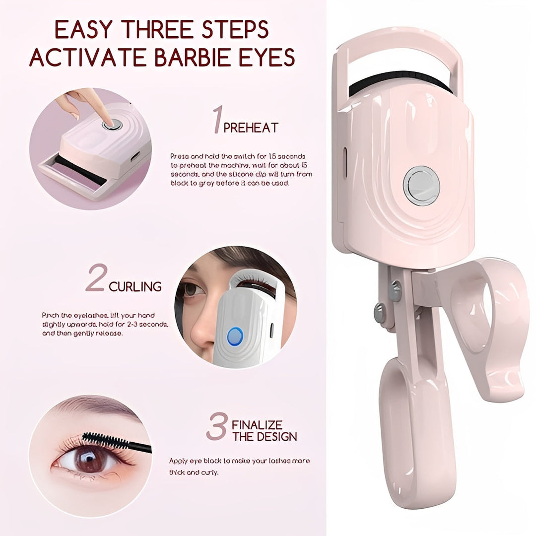 Electric Heated Eyelash Curler | 3 Adjustable Heat Settings, Anti-Scald Cool-Touch Surface | Long-Lasting Lift &amp; Curl