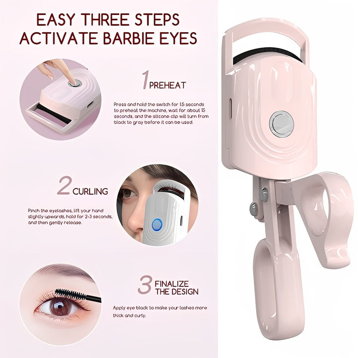 Electric Heated Eyelash Curler | 3 Adjustable Heat Settings, Anti-Scald Cool-Touch Surface | Long-Lasting Lift &amp; Curl