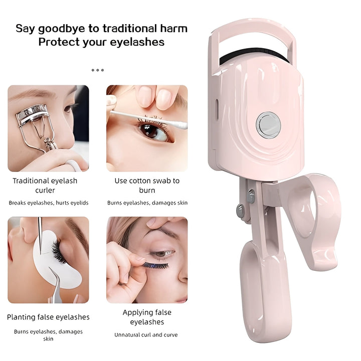 Electric Heated Eyelash Curler | 3 Adjustable Heat Settings, Anti-Scald Cool-Touch Surface | Long-Lasting Lift &amp; Curl