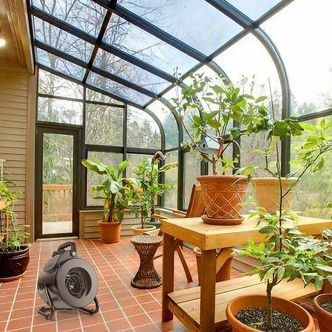 Electric Heater Fan Steel Housing | 1500W Adjustable Heating -58 to 210F | IPX4 Waterproof for Greenhouse, Workshop & Office