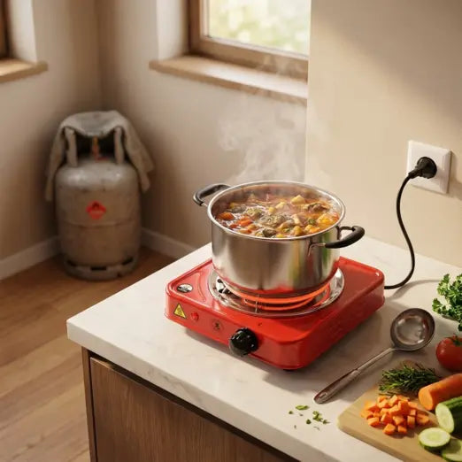 Electric Hot Plate Portable Compact 1000 W Flameless with Any Cookware