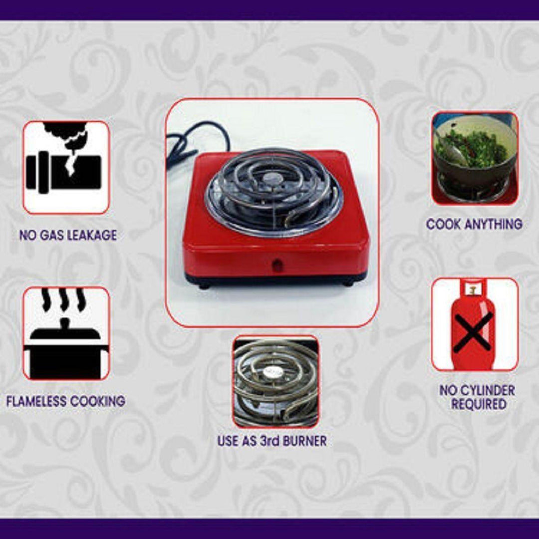 Electric Hot Plate Portable Compact 1000 W Flameless with Any Cookware