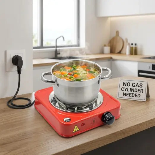 Electric Hot Plate Portable Compact 1000 W Flameless with Any Cookware