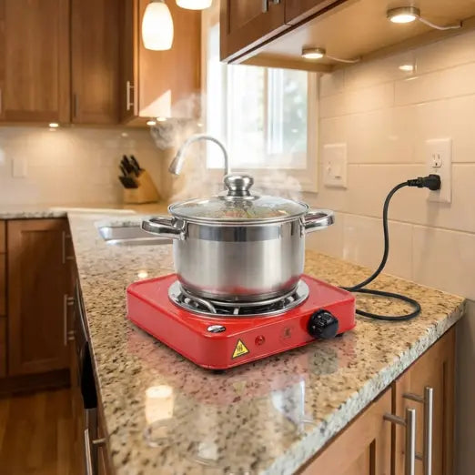 Electric Hot Plate Portable Compact 1000 W Flameless with Any Cookware