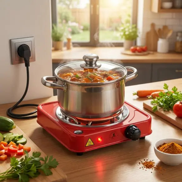 Electric Hot Plate Portable Compact 1000 W Flameless with Any Cookware