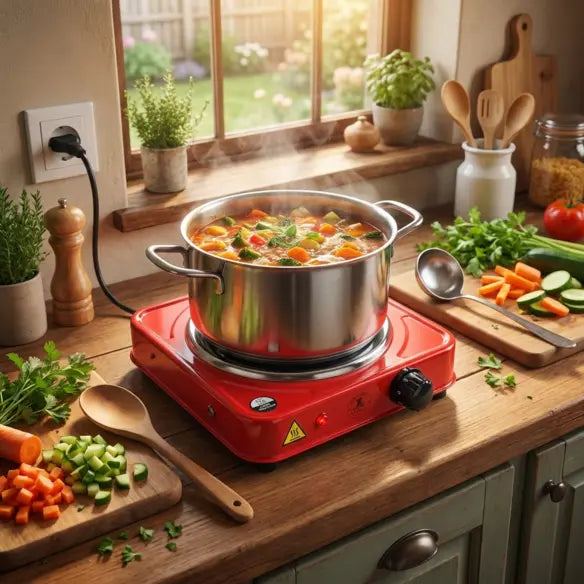 Electric Hot Plate Portable Compact 1000 W Flameless with Any Cookware