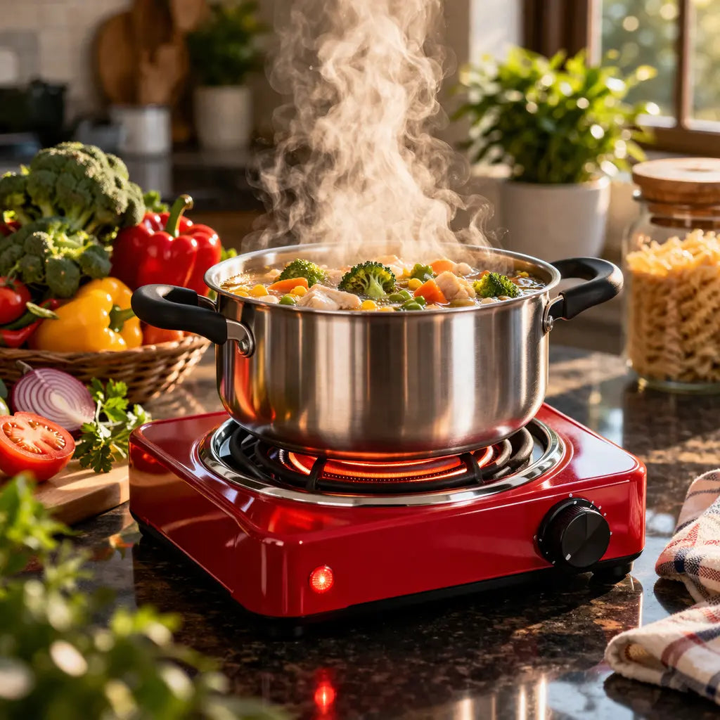 Electric Hot Plate Portable Compact 1000 W Flameless with Any Cookware