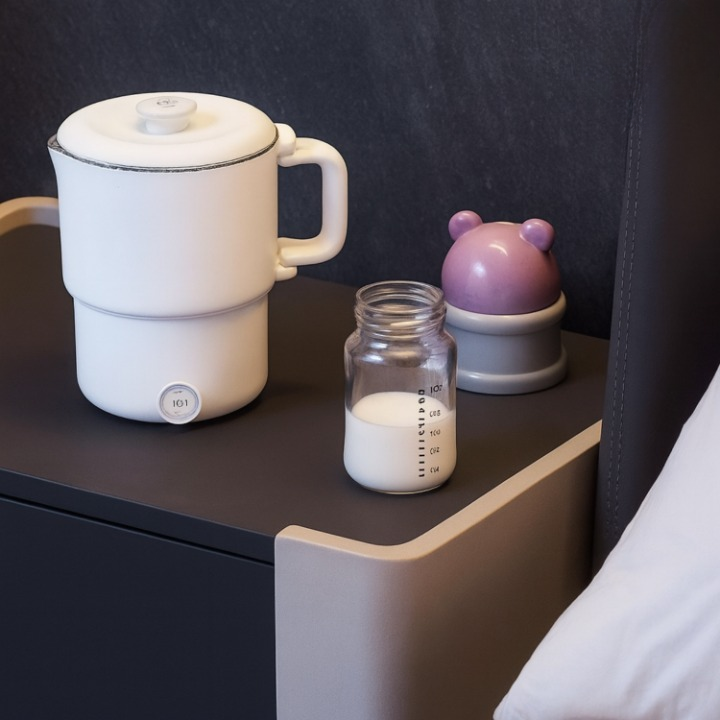 Electric Kettle Compact Glass Travel Heat-Resistant with One-Button Control