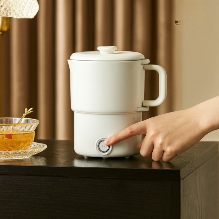 Electric Kettle Compact Glass Travel Heat-Resistant with One-Button Control