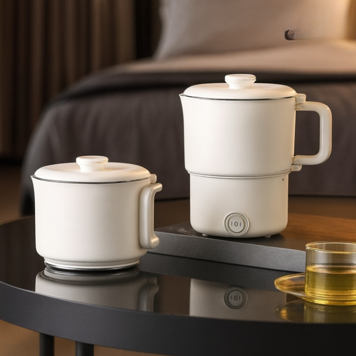 Electric Kettle Compact Glass Travel Heat-Resistant with One-Button Control