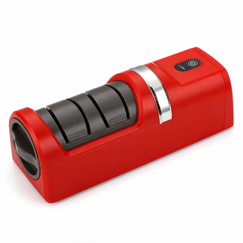 Electric Knife Sharpener, Diamond Wheel, 18 x 6 x 6 cm | Red, Green or White | Cordless with Suction Base for Safe Sharpening