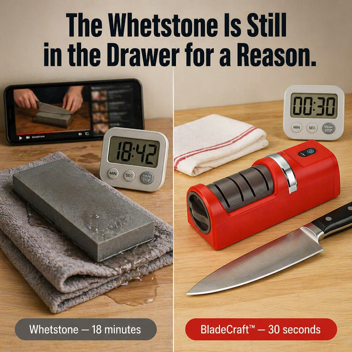 Electric Knife Sharpener | Two-Stage Diamond Wheel, Coarse &amp; Fine Grit | USB-Rechargeable, Non-Slip Base, 18 cm
