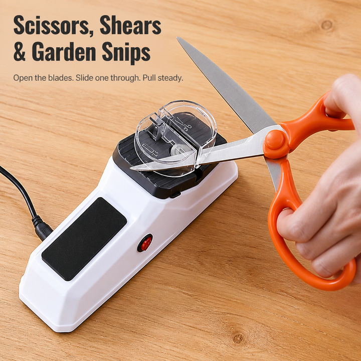 Electric Knife Sharpener USB-Powered | Two Clear Safety Shields | Sharpens Knives &amp; Scissors in Under a Minute