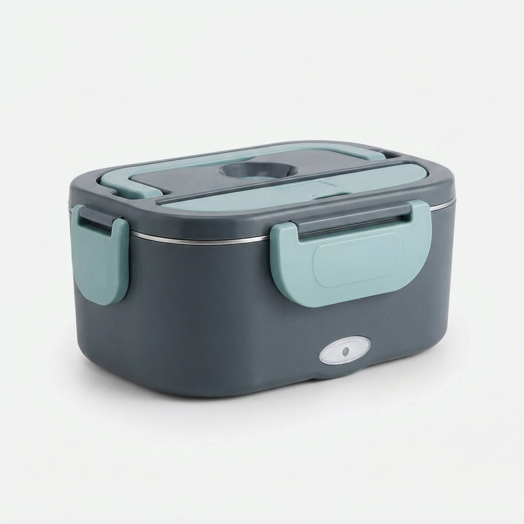 Electric Lunch Box Stainless Steel | 12V/24V Car &amp; 220V Mains | Heated Insert, Insulated Bag, Cutlery Included