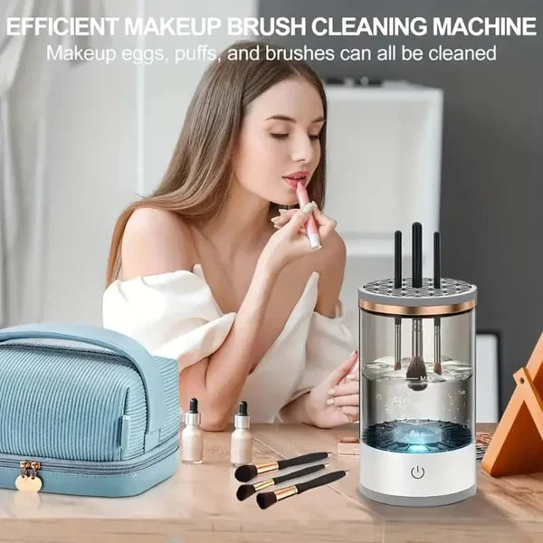 Electric Makeup Brush Cleaner | USB-Powered Rotating Water Flow Technology | Cleans &amp; Dries Multiple Brush Sizes