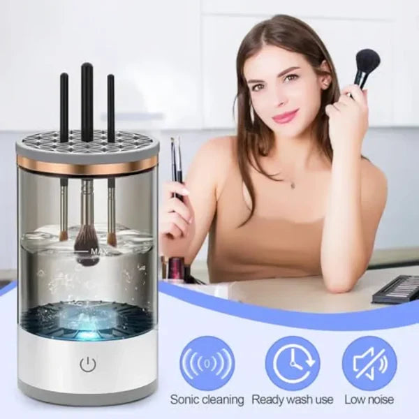 Electric Makeup Brush Cleaner | USB-Powered Rotating Water Flow Technology | Cleans &amp; Dries Multiple Brush Sizes