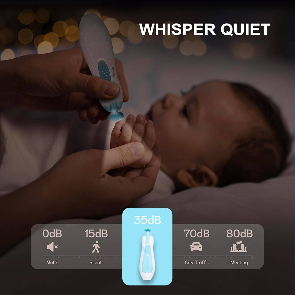 Electric Nail Trimmer Baby 21-Piece LED Quiet Motor with Touch-Stop Sensor