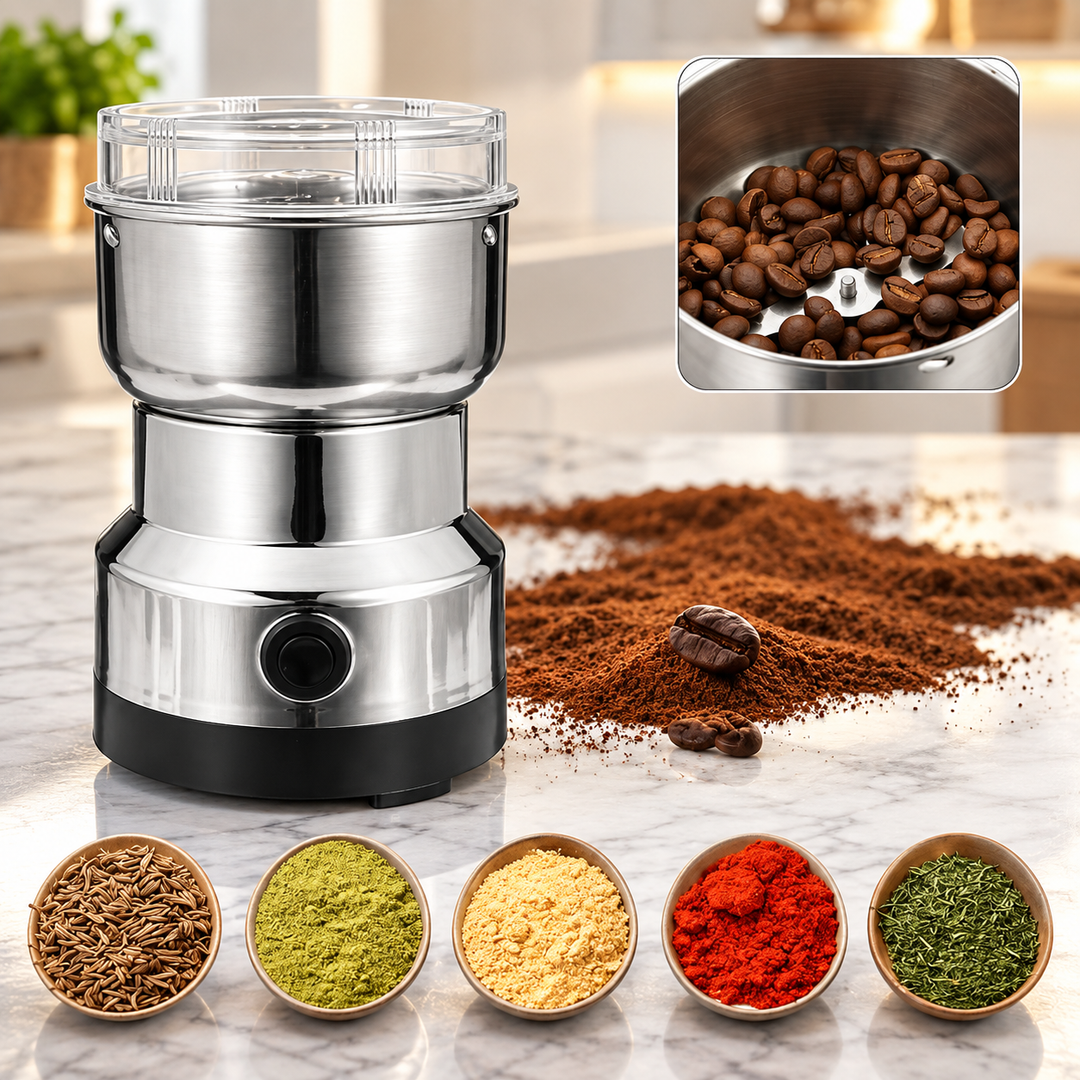 Electric Spice Grinder Stainless Steel Push-Button with Removable Blades
