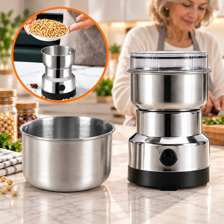 Electric Spice Grinder Stainless Steel Push-Button with Removable Blades