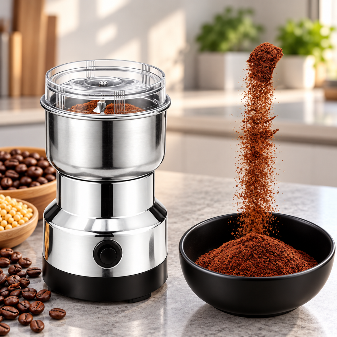 Electric Spice Grinder Stainless Steel Push-Button with Removable Blades
