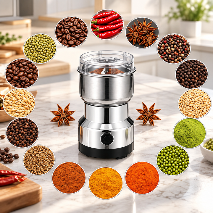 Electric Spice Grinder Stainless Steel Push-Button with Removable Blades
