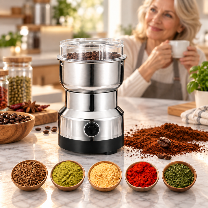 Electric Spice Grinder Stainless Steel Push-Button with Removable Blades