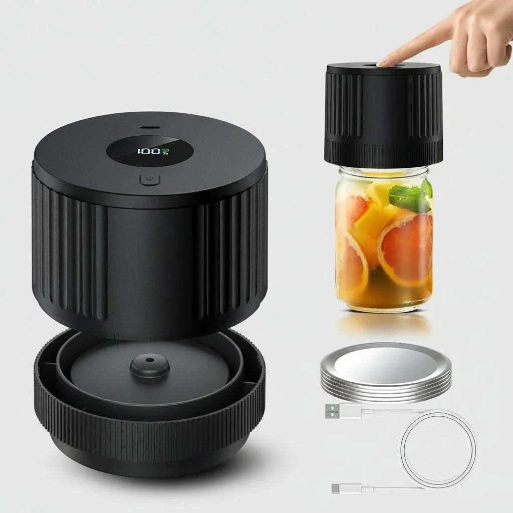Electric Vacuum Sealer for Mason Jars | One Button Sealing in 40 to 60 Seconds | Cordless, Fits Wide and Regular Mouth Jars